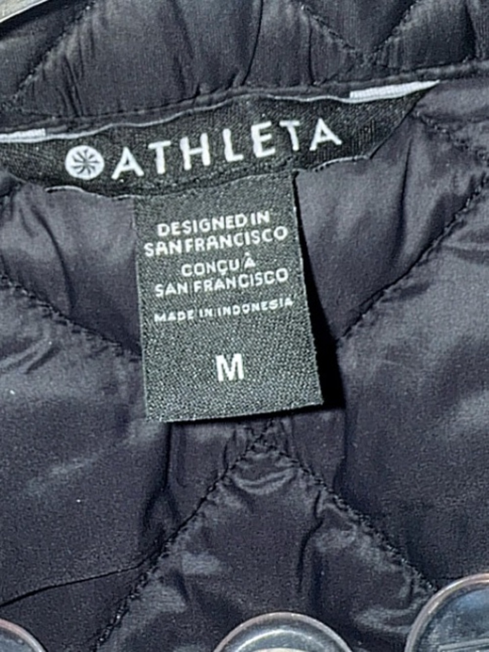 Athleta Whisper Featherless Puff Cinch Waist Quilted Vest jacket Black Medium - Picture 12 of 16